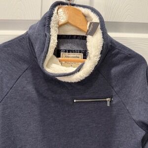 Abercrombie & Fitch Blue Sherpa Lined Cowl Neck Sweatshirt‎ Size Small